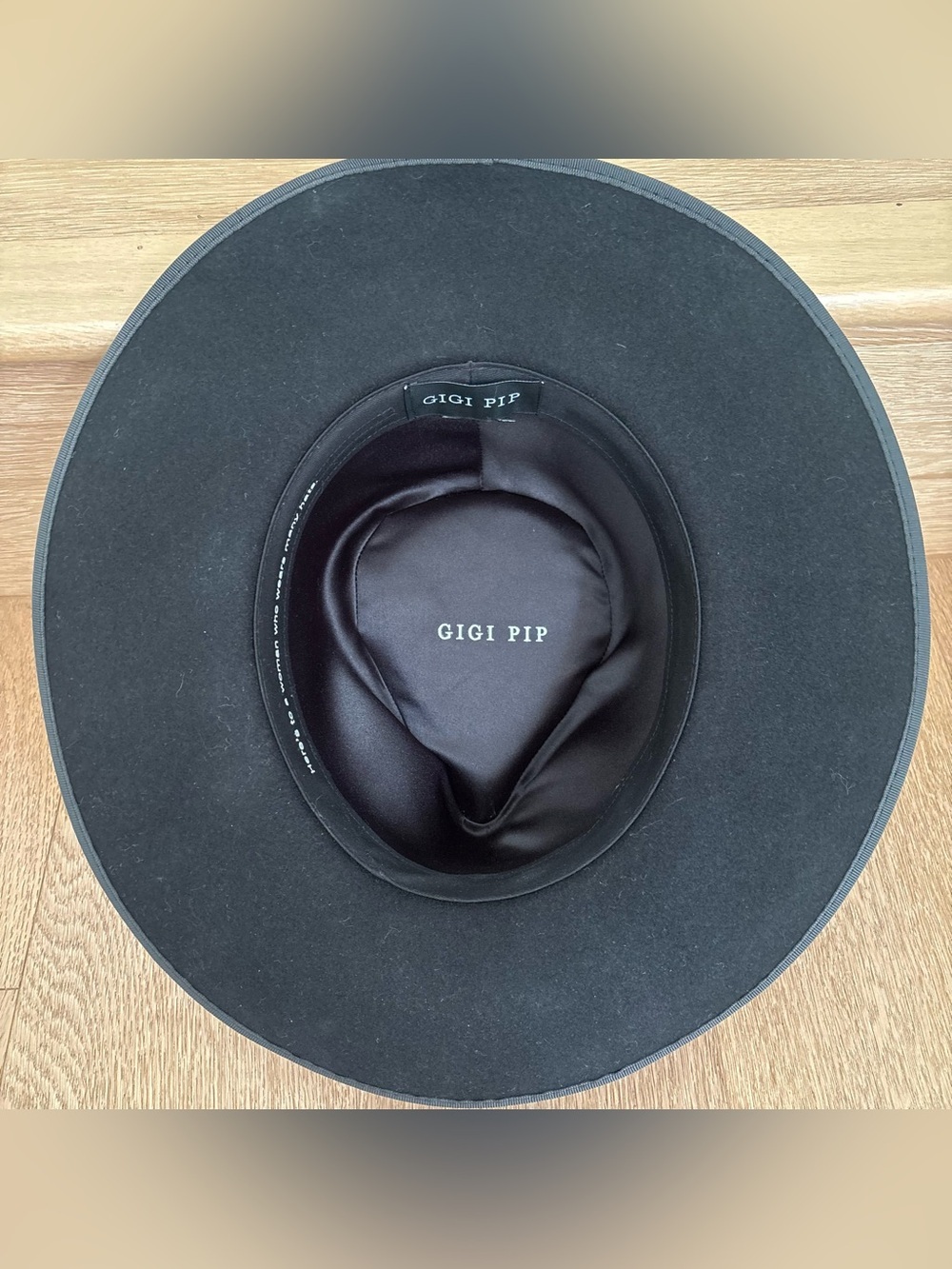 Gigi Pip black Monroe Rancher felt fedora hat size M/L adjustable western - Picture 6 of 8